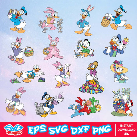 Disney Easter Donald and Daisy Bundle Svg, Dxf, Eps, Png, Clipart, Silhouette and Cut files for Cricut & Silhouette Cameo #5