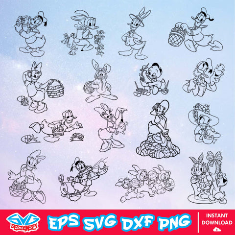 Products Disney Easter Donald and Daisy Bundle Svg, Dxf, Eps, Png, Clipart, Silhouette and Cut files for Cricut & Silhouette Cameo #6