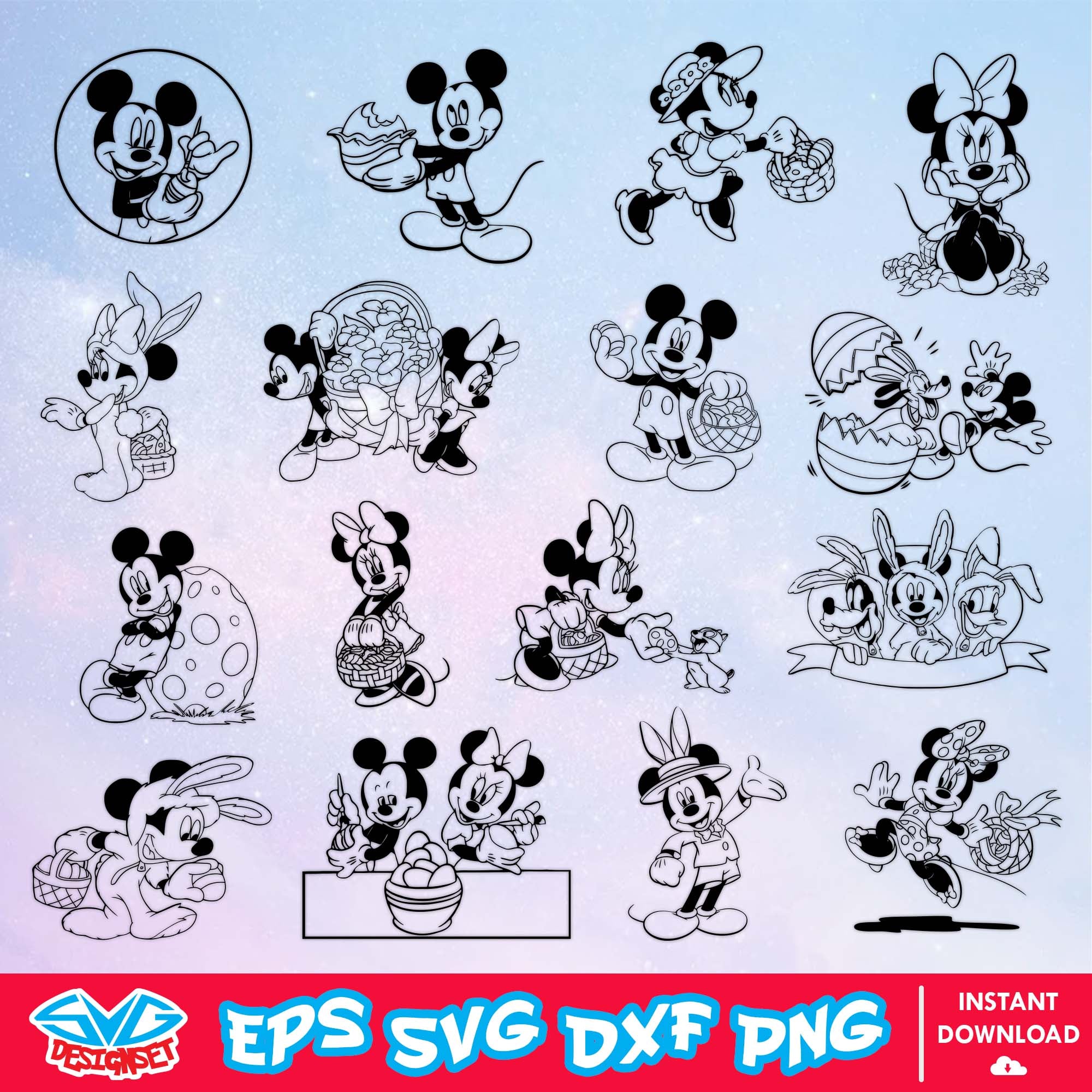 Disney Easter Minnie And Mickey Bundle Svg, Dxf, Eps, Png, Clipart, Silhouette and Cut files for Cricut & Silhouette Cameo #2