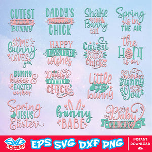 Easter Quote Bundle Svg, Dxf, Eps, Png, Clipart, Silhouette, and Cut files for Cricut & Silhouette Cameo #1