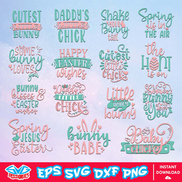Easter Quote Bundle Svg, Dxf, Eps, Png, Clipart, Silhouette, and Cut files for Cricut & Silhouette Cameo #1