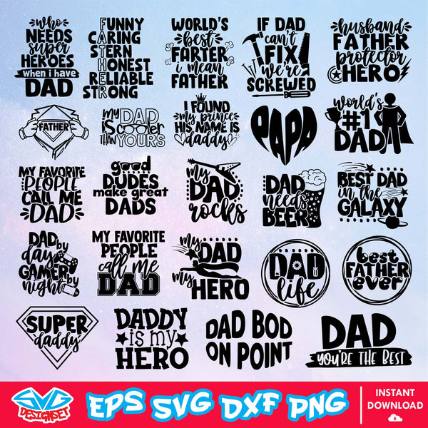 Fathers Day Bundle Svg, Dxf, Eps, Png, Clipart, Silhouette, and Cut files for Cricut & Silhouette Cameo 2 - SVGDesignSet