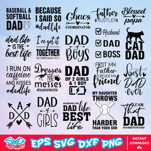 Happy Father's Day Bundle Svg, Dxf, Eps, Png, Clipart, Silhouette and Cut files for Cricut & Silhouette Cameo 3 - SVGDesignSet