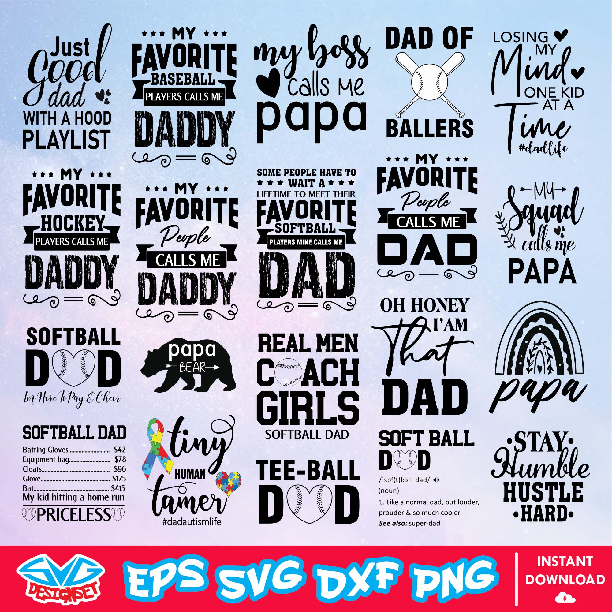 Happy Father's Day Bundle Svg, Dxf, Eps, Png, Clipart, Silhouette and Cut files for Cricut & Silhouette Cameo 4 - SVGDesignSet