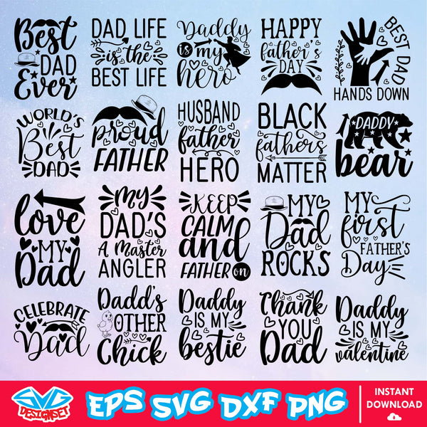 Happy Father's Day Bundle Svg, Dxf, Eps, Png, Clipart, Silhouette, and Cut files for Cricut & Silhouette Cameo 5 - SVGDesignSet