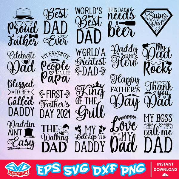 Happy Father's Day Bundle Svg, Dxf, Eps, Png, Clipart, Silhouette, and Cut files for Cricut & Silhouette Cameo 7 - SVGDesignSet