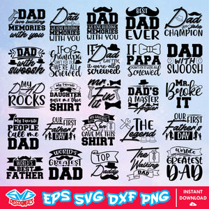 Happy Father's Day Bundle Svg, Dxf, Eps, Png, Clipart, Silhouette, and Cut files for Cricut & Silhouette Cameo 8 - SVGDesignSet