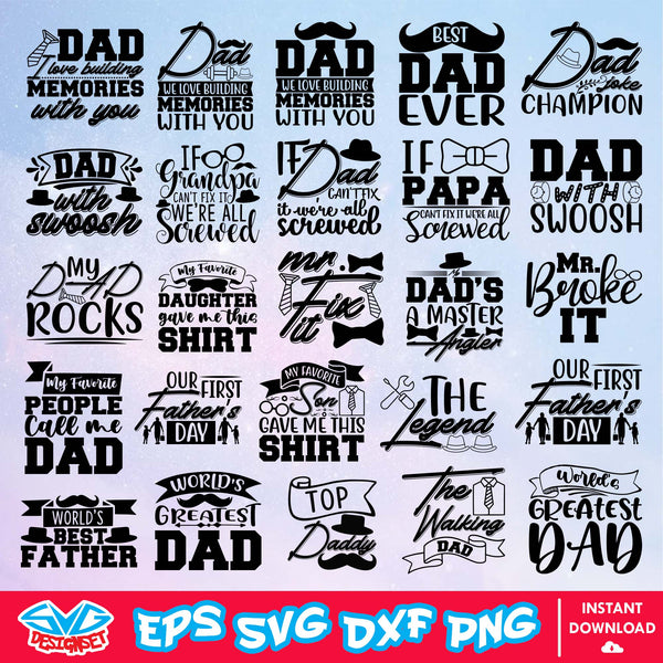 Happy Father's Day Bundle Svg, Dxf, Eps, Png, Clipart, Silhouette, and Cut files for Cricut & Silhouette Cameo 8 - SVGDesignSet
