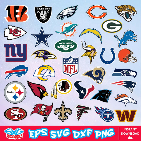 NFL Teams Logo Svg, National Football League Svg, NFL Svg, NFL Team Svg, American Football Svg, Sport Svg, Clipart, Cut Files, Cricut, Silhouette, Digital Download - SVGDesignSet