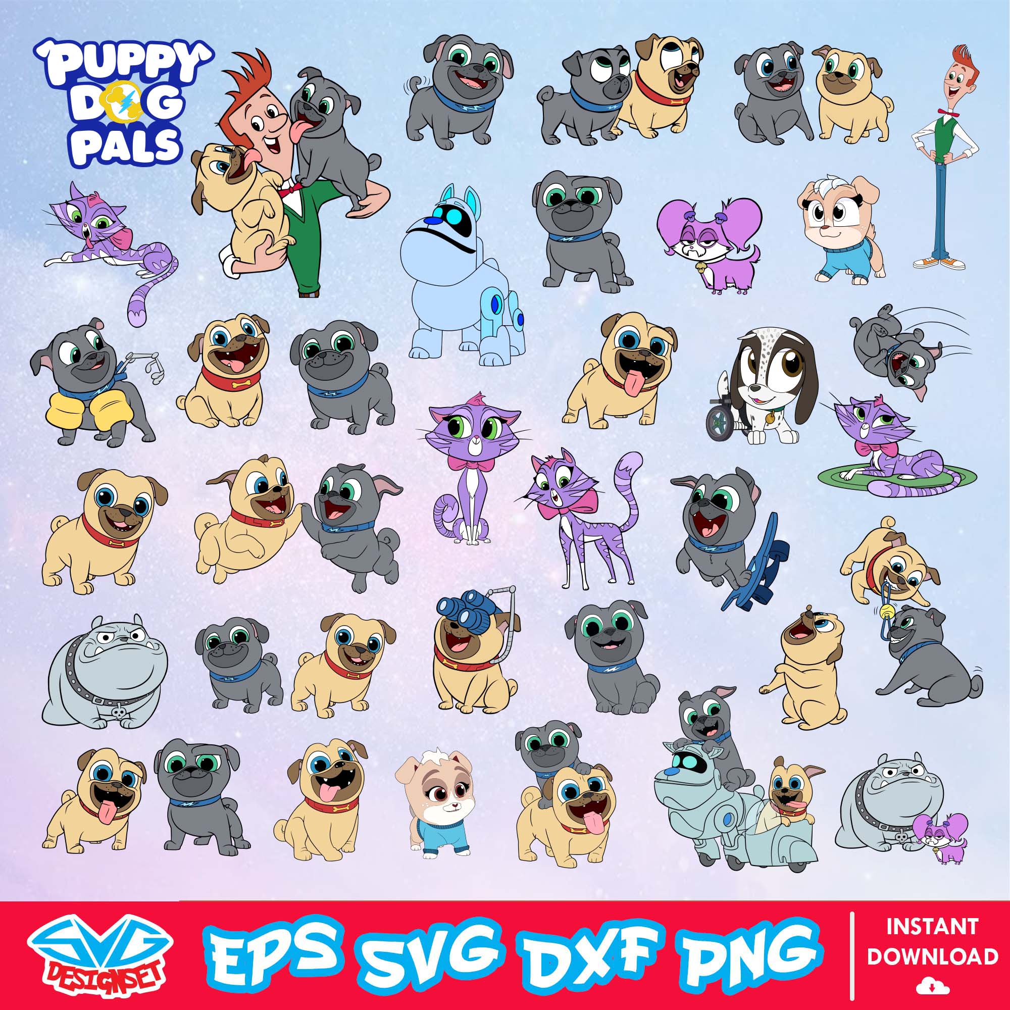 Puppy Dog Pals Svg, Dxf, Eps, Png, Clipart, Silhouette, and Cut files for Cricut & Silhouette Cameo #1 - SVGDesignSet