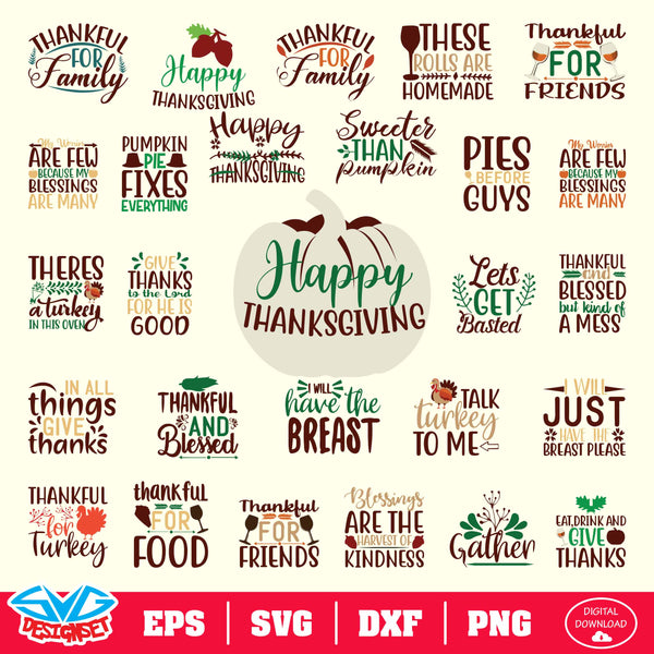 Thanksgiving Big Bundle Svg, Dxf, Eps, Png, Clipart, Silhouette and Cutfiles #2. - SVGDesignSets