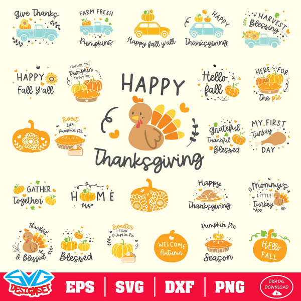 Thanksgiving Big Bundle Svg, Dxf, Eps, Png, Clipart, Silhouette and Cutfiles #2. - SVGDesignSets