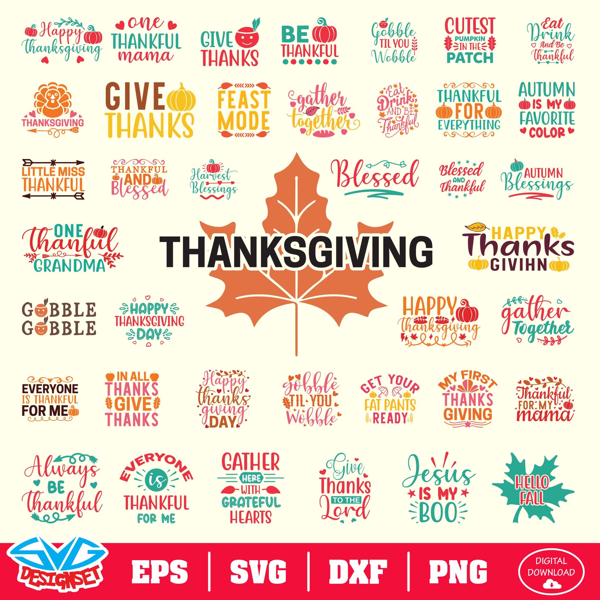 Thanksgiving Svg, Dxf, Eps, Png, Clipart, Silhouette and Cutfiles #002 - SVGDesignSets