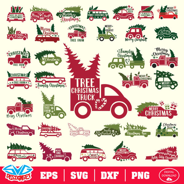 Christmas Car Big Bundle Svg, Dxf, Eps, Png, Clipart, Silhouette and Cutfiles - SVGDesignSets