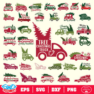 Christmas Car Bundle Svg, Dxf, Eps, Png, Clipart, Silhouette and Cutfiles #001 - SVGDesignSets