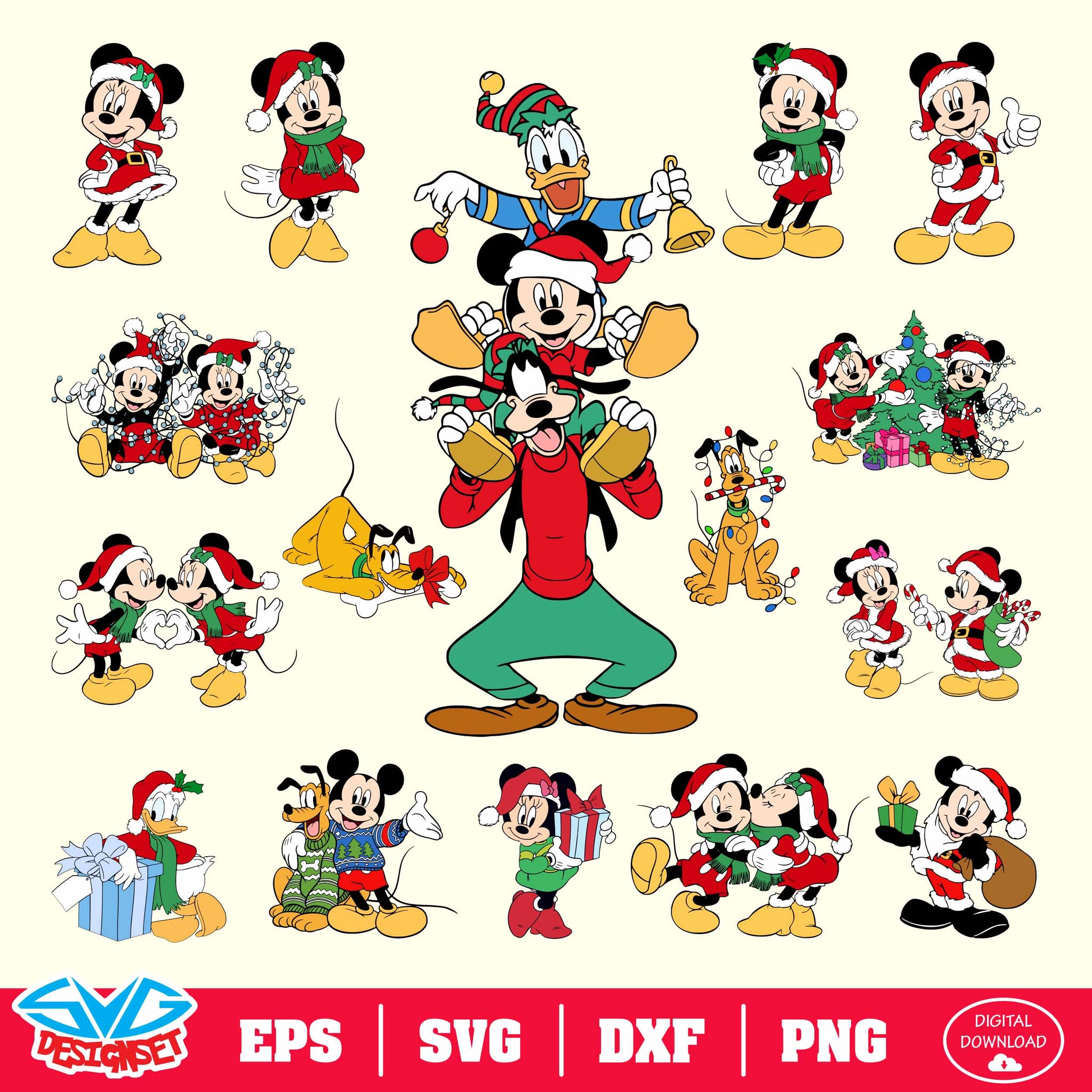 Disney Christmas Bundle Svg, Dxf, Eps, Png, Clipart, Silhouette and Cutfiles #001 - SVGDesignSets