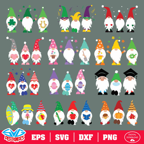 Ultimate Holidays Gnomes Bundle Svg, Dxf, Eps, Png, Clipart, Silhouette and Cutfiles #001 - SVGDesignSets