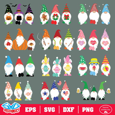 Ultimate Holidays Gnomes Bundle Svg, Dxf, Eps, Png, Clipart, Silhouette and Cutfiles #002 - SVGDesignSets