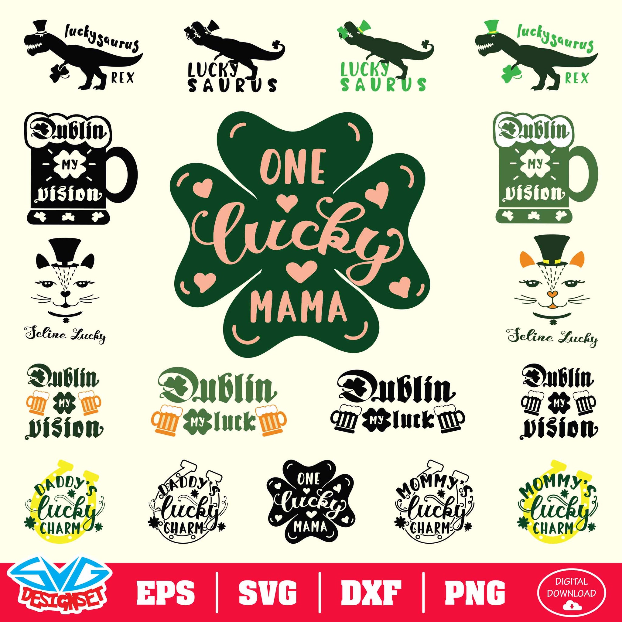 St. Patrick's Day Bundle Svg, Dxf, Eps, Png, Clipart, Silhouette and Cutfiles #006 - SVGDesignSets