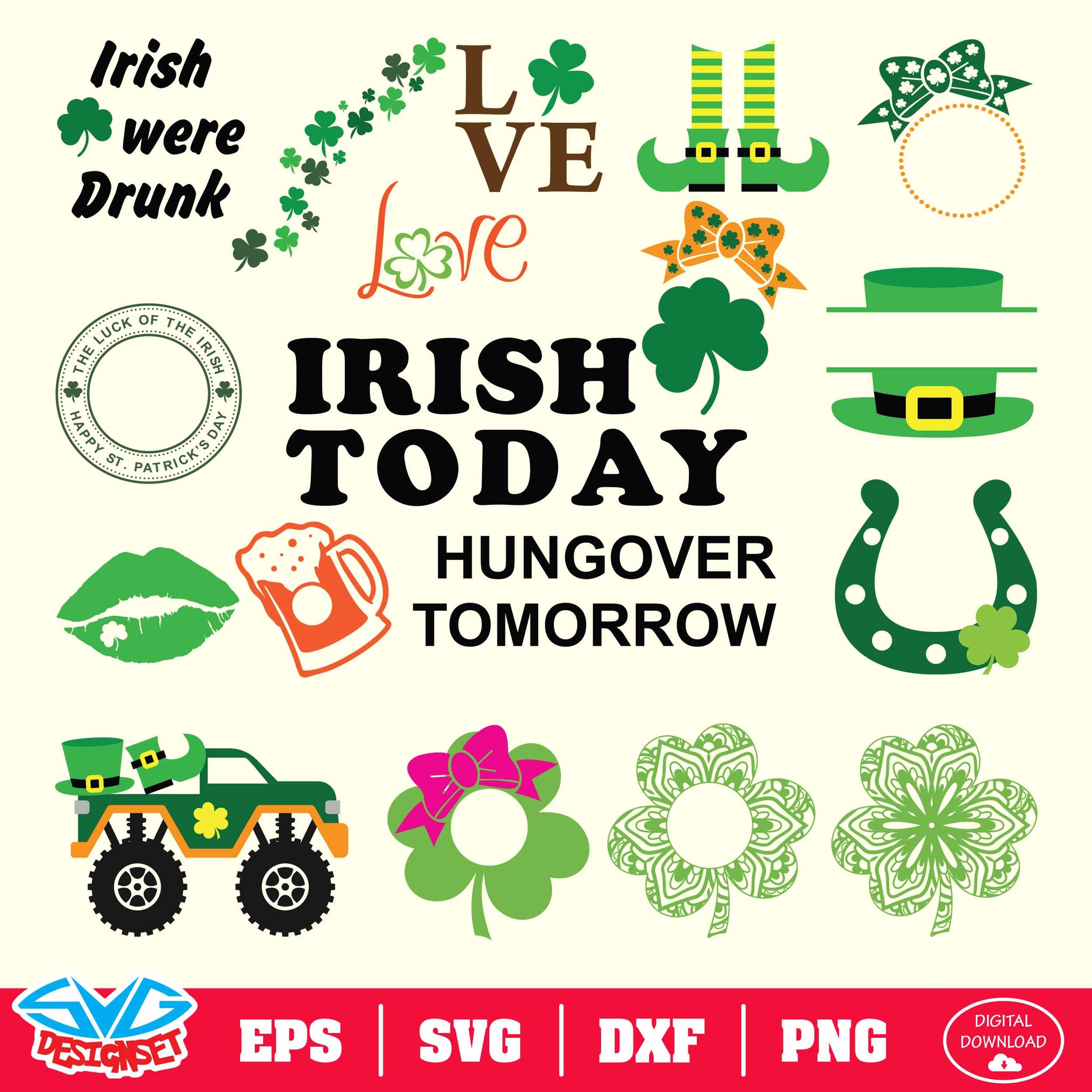 St. Patrick's Day Bundle Svg, Dxf, Eps, Png, Clipart, Silhouette and Cutfiles #002 - SVGDesignSets