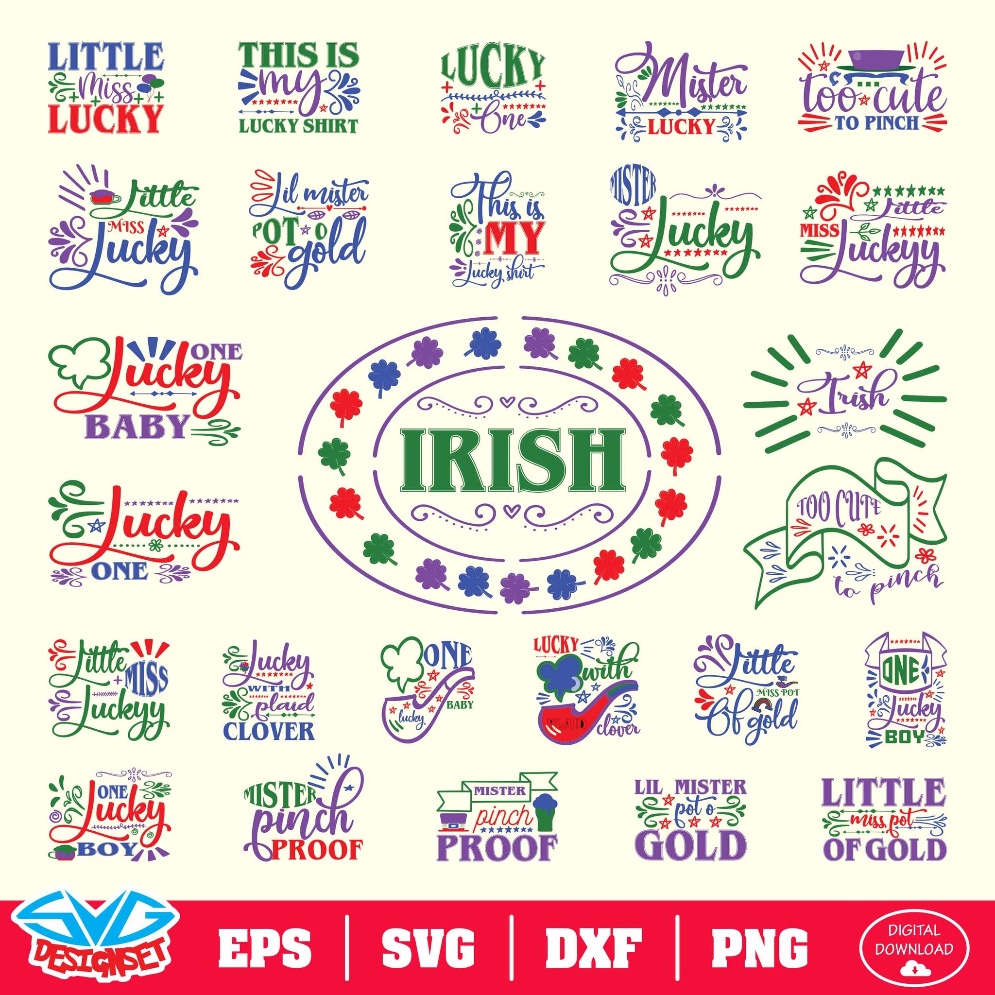 St. Patrick's Day Bundle Svg, Dxf, Eps, Png, Clipart, Silhouette and Cutfiles #005 - SVGDesignSets