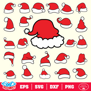 Santa Hats Bundle Svg, Dxf, Eps, Png, Clipart, Silhouette and Cutfiles #001 - SVGDesignSets