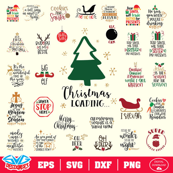 Christmas Bundle Svg, Dxf, Eps, Png, Clipart, Silhouette and Cutfiles #008 - SVGDesignSets