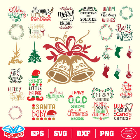 Christmas Bundle Svg, Dxf, Eps, Png, Clipart, Silhouette and Cutfiles #014 - SVGDesignSets