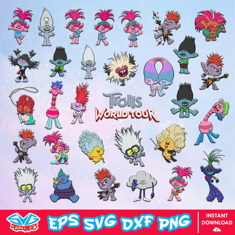 Trolls 2, Trolls World Tour Svg, Dxf, Eps, Png, Clipart, Silhouette, and Cut files for Cricut & Silhouette Cameo #1 - SVGDesignSet